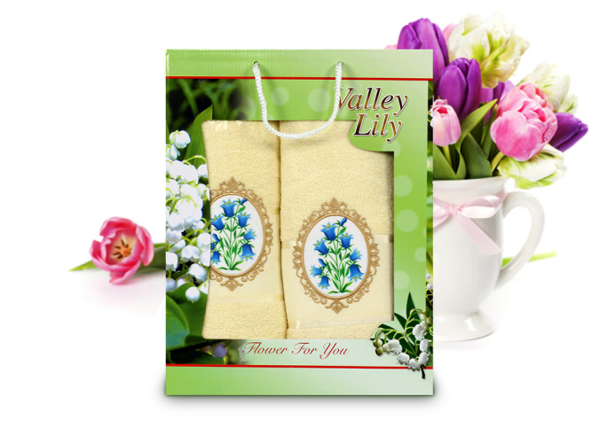 Набор полотенец Gulcan (Гульчан) "Gulcan", подарочные, 50x90, 70x140, махровая ткань, 2 шт (8546-08)