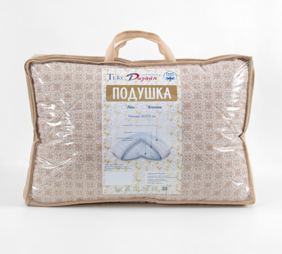 Подушка Текс-Дизайн, 48x68, перкаль, лен (Под4868ЛП)