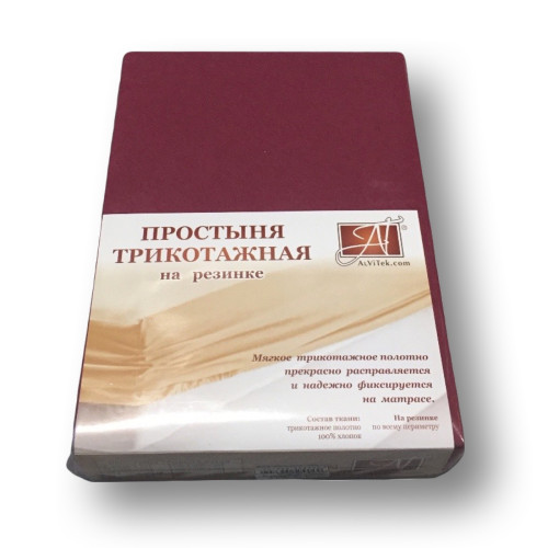 Простыня AlViTek (АльВиТек), 90x200, трикотаж, на резинке (ПТР-МАР-090)