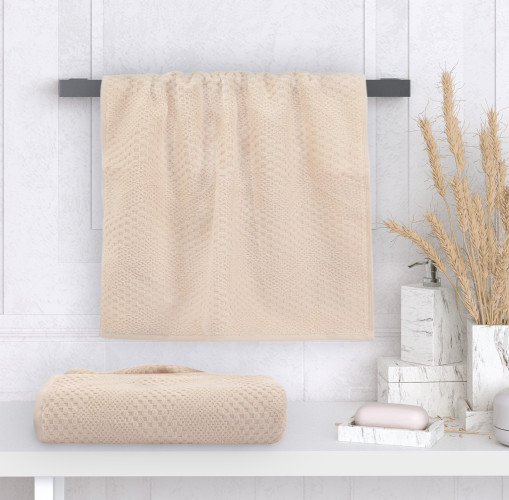 Полотенце Comfort Life (Текс-Дизайн) "Восторг ваниль", для ванной, 100x150, махровая ткань (ВстВн1015500)