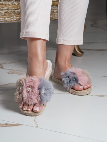 Тапочки Arya Женский с Помпонами Jella Розово-Серый, 40