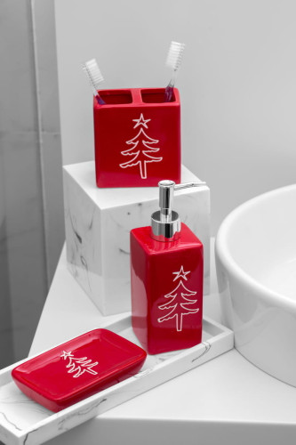 Набор Для Ванной Arya 3 Пр. Happy Белый, Красный