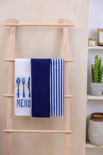Набор полотенец Arya Home "Navy", кухонные, 45x70, хлопок, 3 шт (8680943098498)