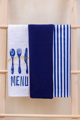 Набор полотенец Arya Home "Navy", кухонные, 45x70, хлопок, 3 шт (8680943098498)