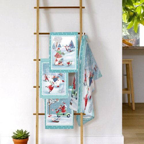 Набор полотенец вафельных Valtery "Санта Клаус вид-3", 50x60, хлопок, 2 шт (35047-3-2171)