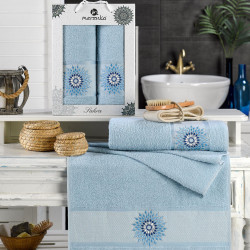 Набор полотенец MERZUKA &quot;SAHRA&quot;, 50x90, 70x140, махровая ткань, 2 шт (MERZUKA-11627-бирюзовый)