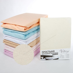 Простыня Valtery "PM molochnaya", 160x200, махровая ткань, на резинке (PM molochnaya-1784)