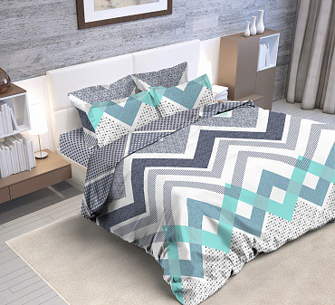 Постельное белье Valtery "Зигзаги 3", евро, бязь (7709-3-1253)