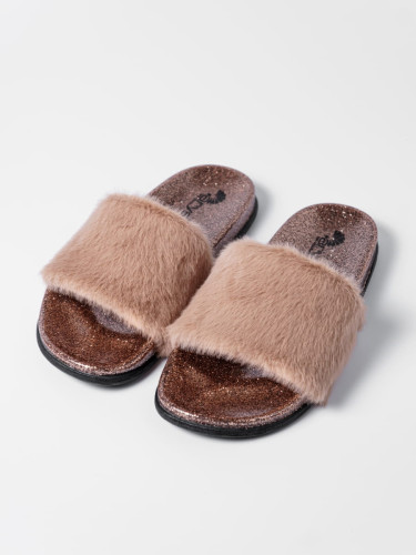 Тапочки Arya из Искусственного Меха с Люрексом Золотой, 40