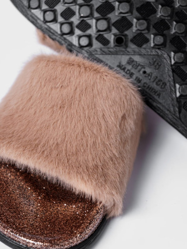 Тапочки Arya из Искусственного Меха с Люрексом Золотой, 40