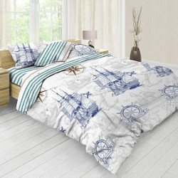Постельное белье Valtery &quot;Морской Круиз&quot;, евро, бязь (9161-1-1253)