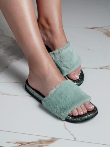 Тапочки Arya из Искусственного Меха с Люрексом Зелёный, 40