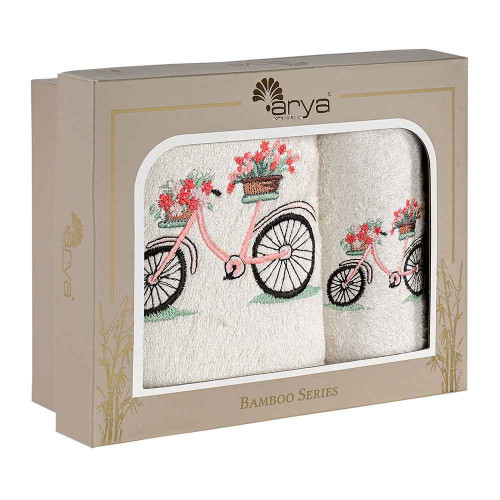 Набор полотенец Arya Home "Bike", подарочные, 50x90, 70x140, бамбук, 2 шт (8680943113870)