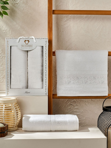 Набор полотенец TWO DOLPHINS "MARI", 50x90, 70x140, махровая ткань, 2 шт (TWO DOLPHINS-11818-крем)
