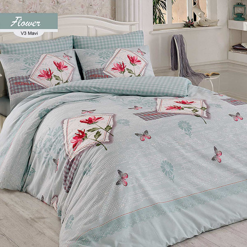 Постельное белье Arya Home "Flower", 1.5-спальный, ранфорс, печатное (8680943026477)