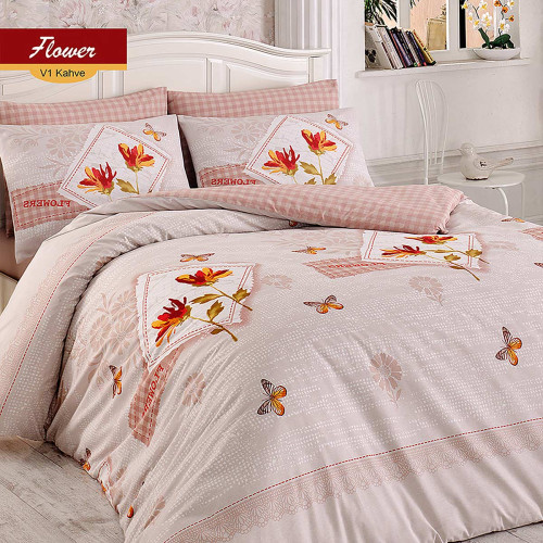 Постельное белье Arya Home "Flower", 1.5-спальный, ранфорс, печатное (8680943026460)