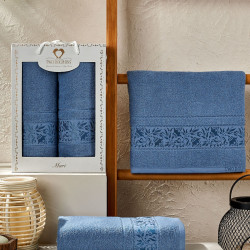 Набор полотенец TWO DOLPHINS &quot;MARI&quot;, 50x90, 70x140, махровая ткань, 2 шт (TWO DOLPHINS-11818-темно-)