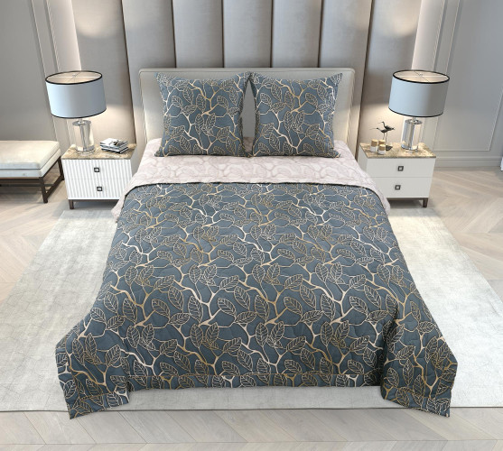 Постельное белье с одеялом Королевское искушение (Текс-Дизайн) "Золотой день", Зима-Лето, евро, перкаль, на молнии (4579П660501)