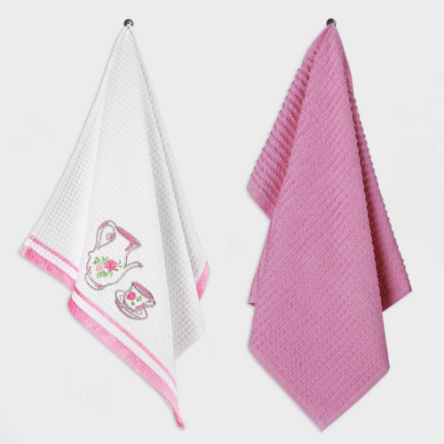 Набор полотенец Arya Home "Tea Cup", кухонные, 40x60, хлопок, 2 шт (8680943104366)