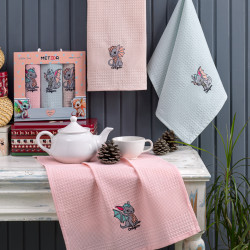 Набор полотенец вафельных Метеор Текстиль "Символ", кухонные, 40x60, вафельное полотно, 3 шт (Метеор -11541-V4)