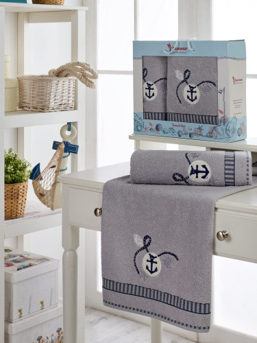 Набор полотенец JUANNA "JUANNA", 50x90, 70x140, махровая ткань, 2 шт (JUANNA-10903-серый)