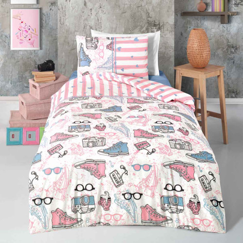 Постельное белье Arya Home "Enjoy", 1.5-спальный, ранфорс, печатное (8680943099884)