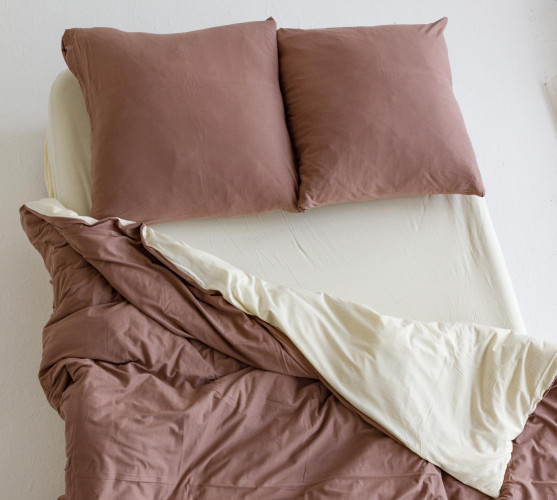 Постельное белье Текс-Дизайн "Кофейный крем", 1.5-спальный, трикотаж, на молнии, на резинке (1550Тккре)