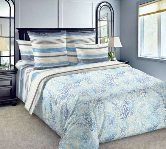 Постельное белье Королевское искушение (Текс-Дизайн) "Морские глубины 4", евро, сатин, на молнии (Н4239207294)