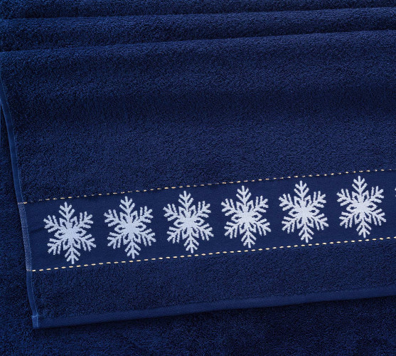 Полотенце Comfort Life (Текс-Дизайн) "Снежинки синий", банное, 70x130, махровая ткань (СнжСн713аи42)