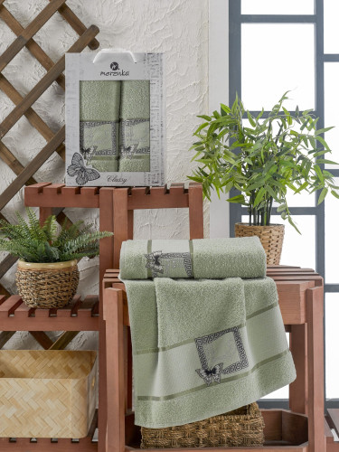 Набор полотенец MERZUKA "CLASSY", 50x90, 70x140, махровая ткань, 2 шт (MERZUKA-11290-зеленый)