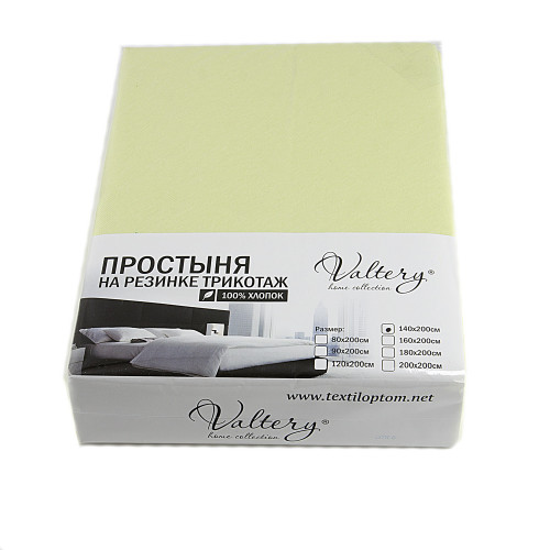 Простыня Valtery "PT salat", 180x200, трикотаж, на резинке (PT salat-1475)